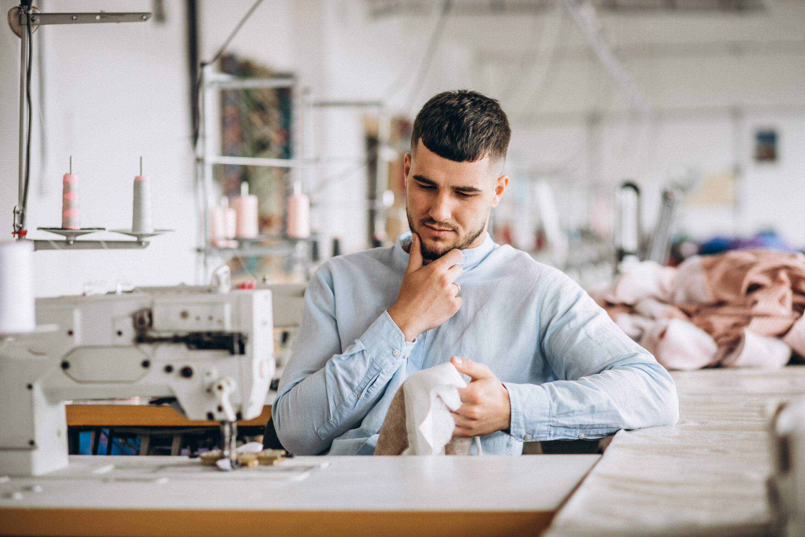 man tailor working at a sewing factory